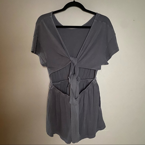 Free People Romper tie open back grey gauzy light weight extra small - Picture 2 of 7